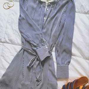 Loft X-Small Striped Pocket Shirt Dress